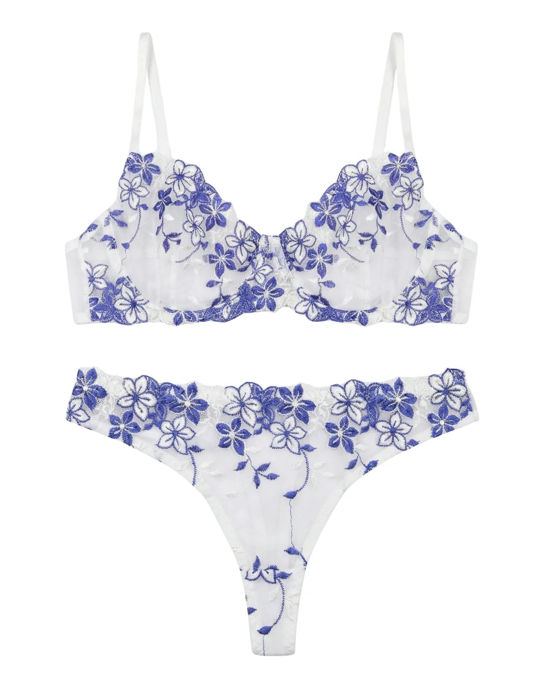 Non Padded Bra Set - Grace Petal - White