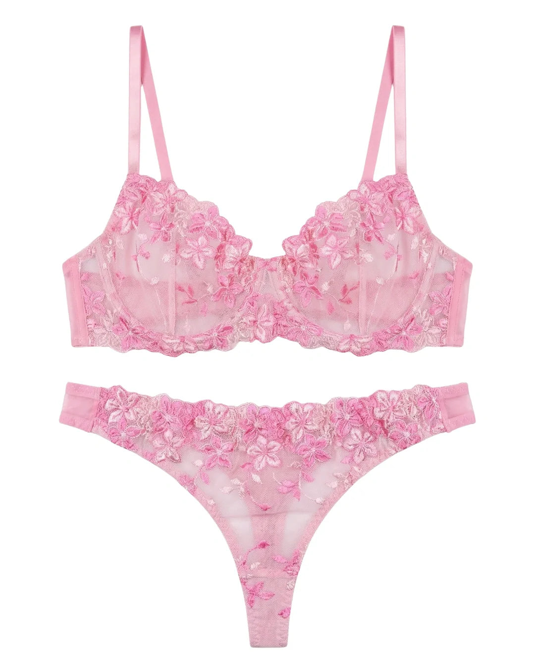 Non Padded Bra Set - Grace Petal - Pink