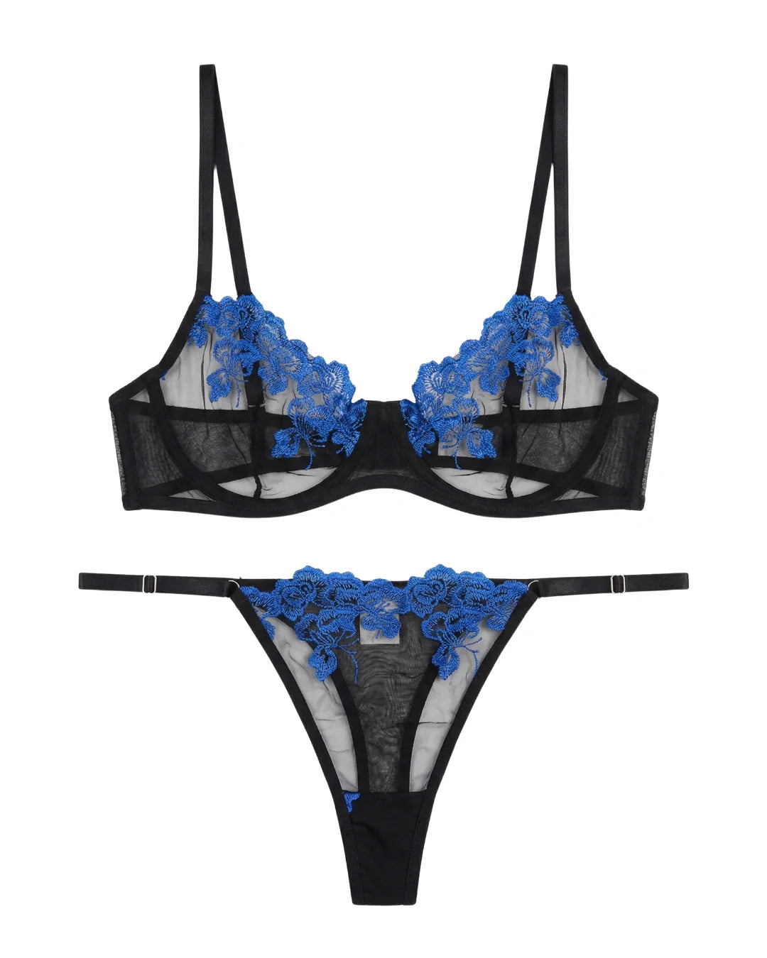Non Padded Bra Set - Midnight Sapphire - Black