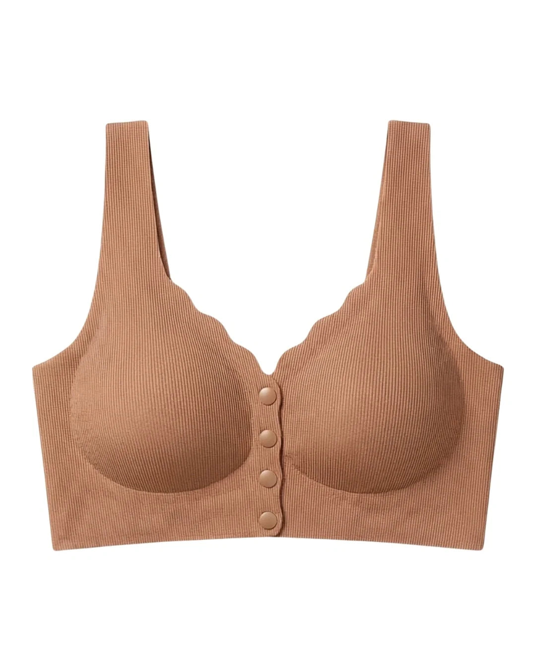 Seamless Front-Button Bra - Roselle Ribbed - Dark Skin