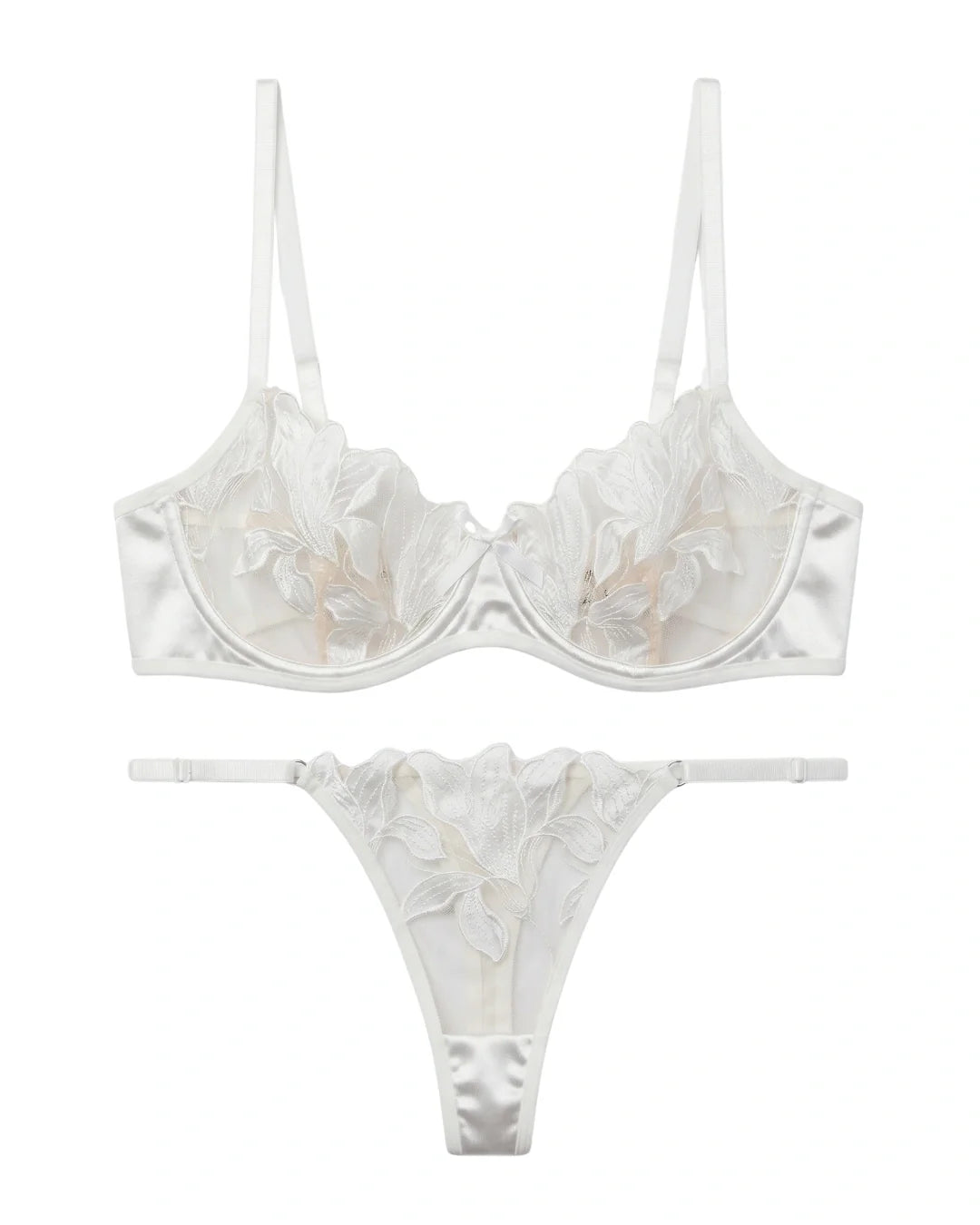 Non Padded Bra Set - Petal Luxe - White