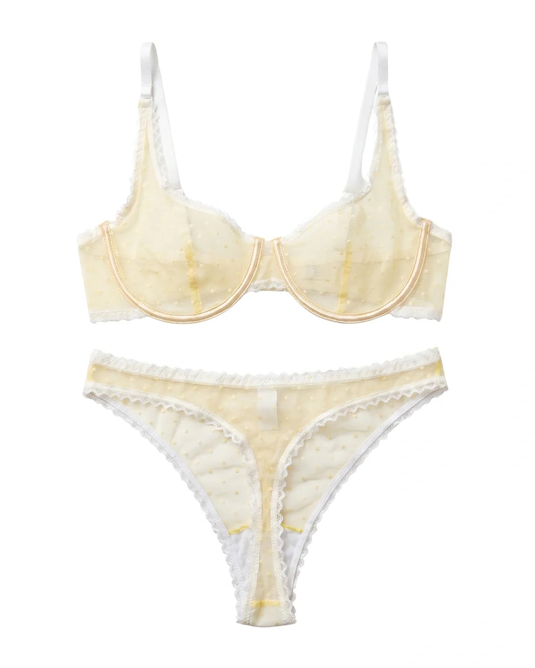 Non Padded Underwired Bra Set - Dot Mesh