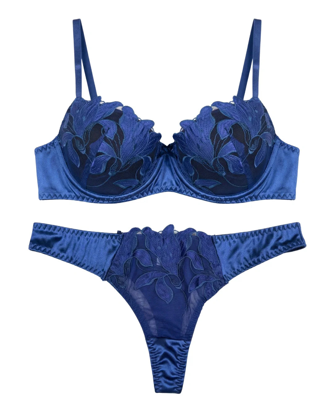 Padded Bra Set - Sapphire Bloom - Blue