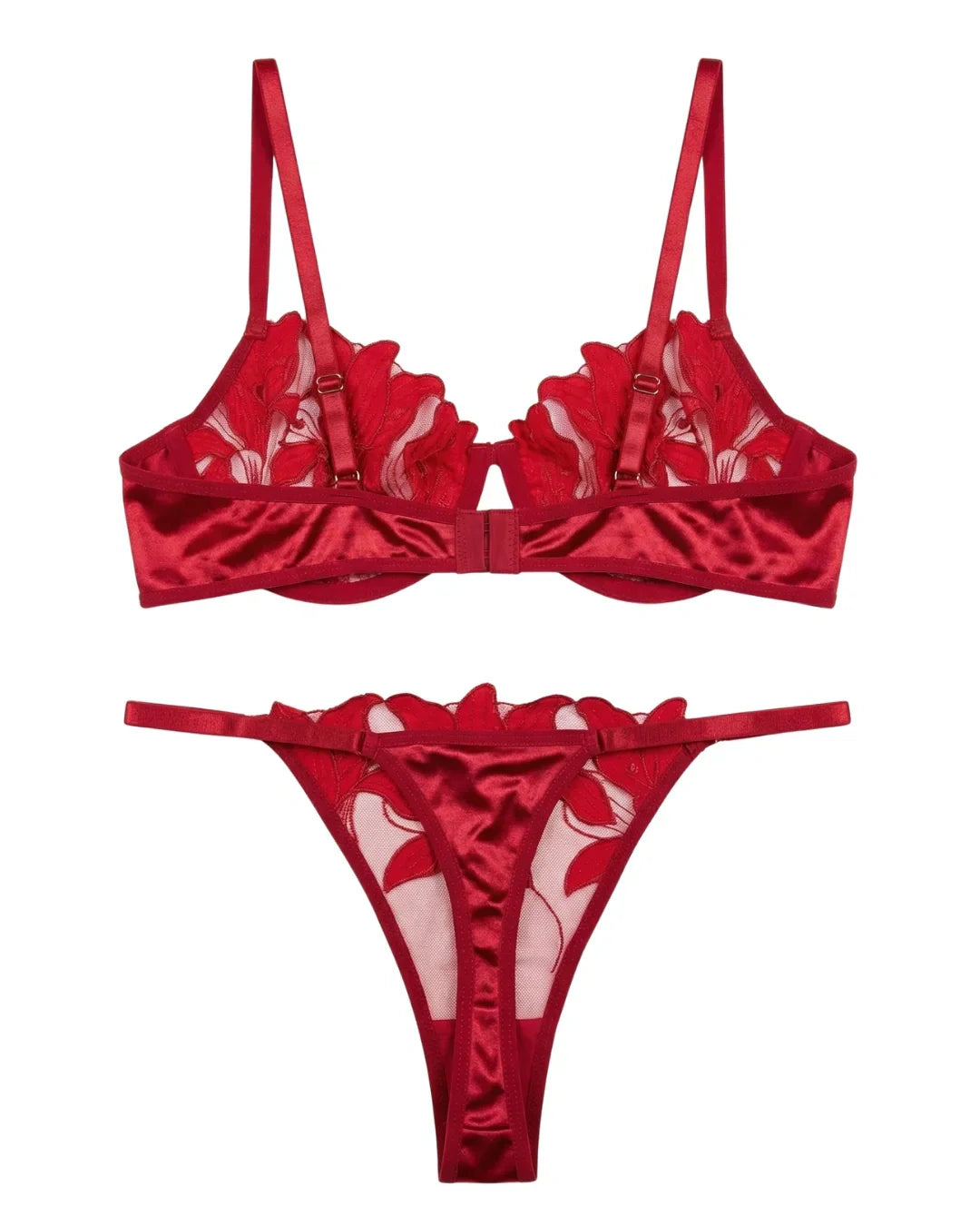 Non Padded Bra Set - Roselle Bloom - Maroon