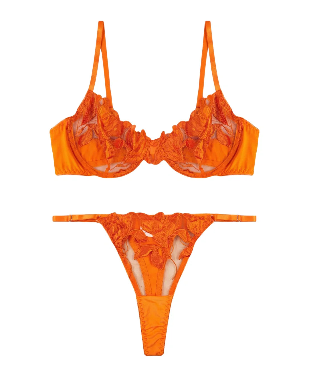 Non Padded Bra Set - Petal Luxe - Orange