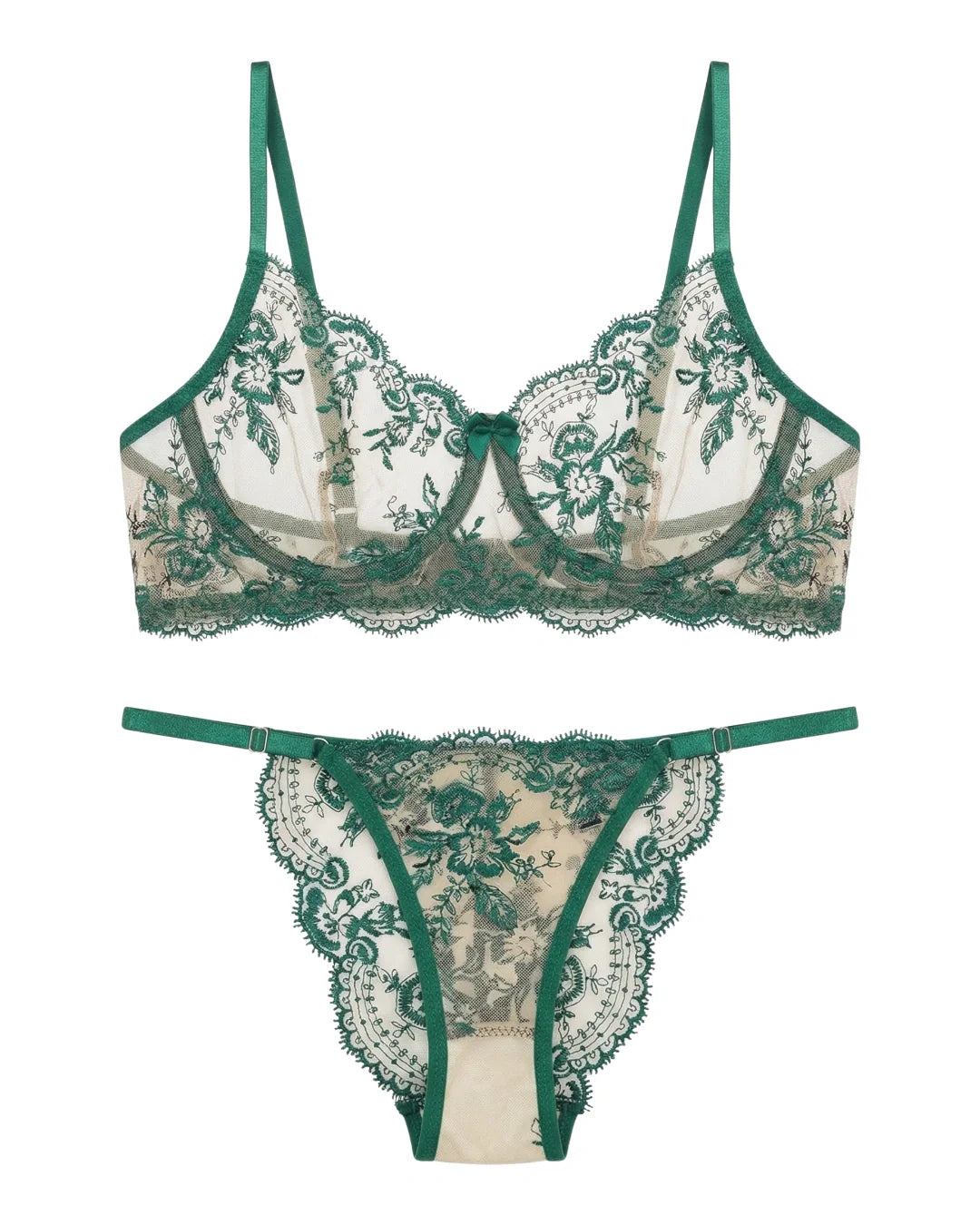 Non Padded Bra Set - Florisse - Green