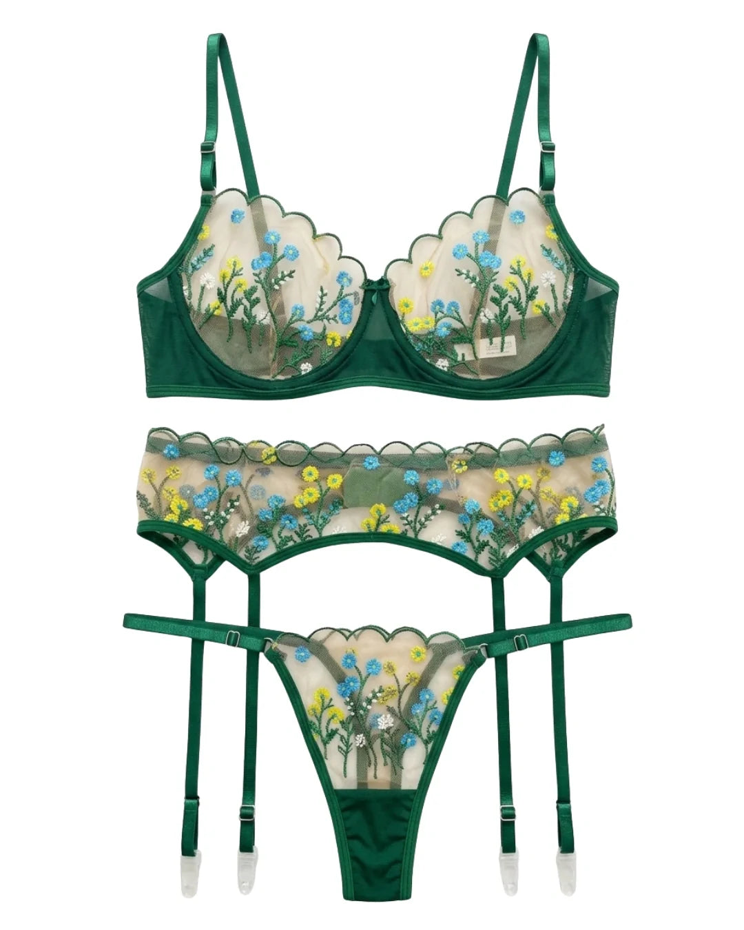 Non Padded Bra Set - Elvoria - Green