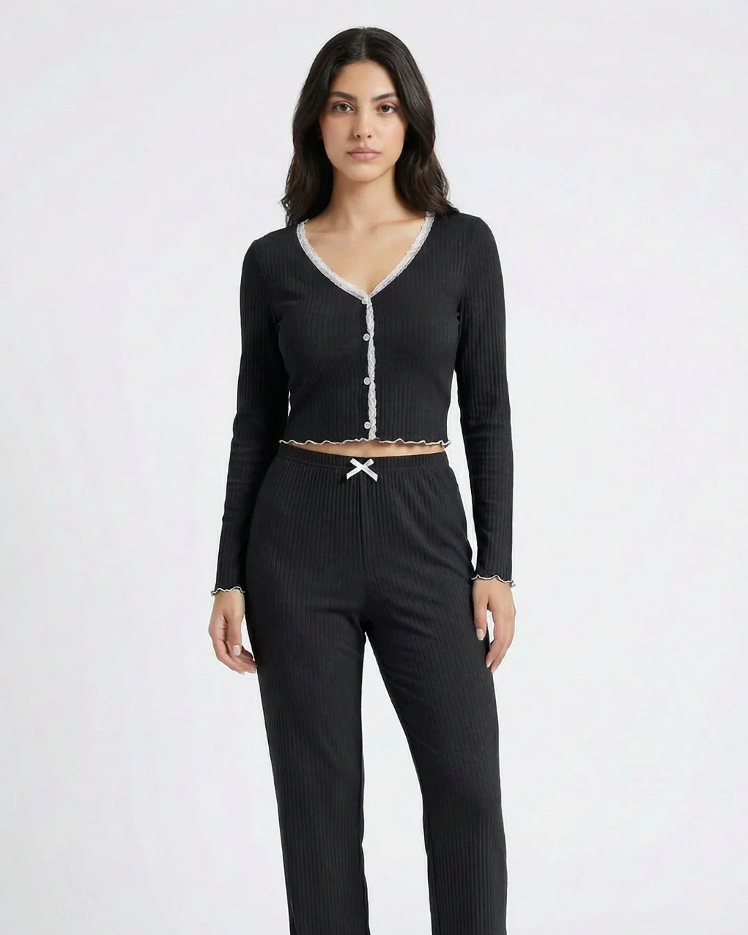 Cotton PJ Set - Mellow - Black