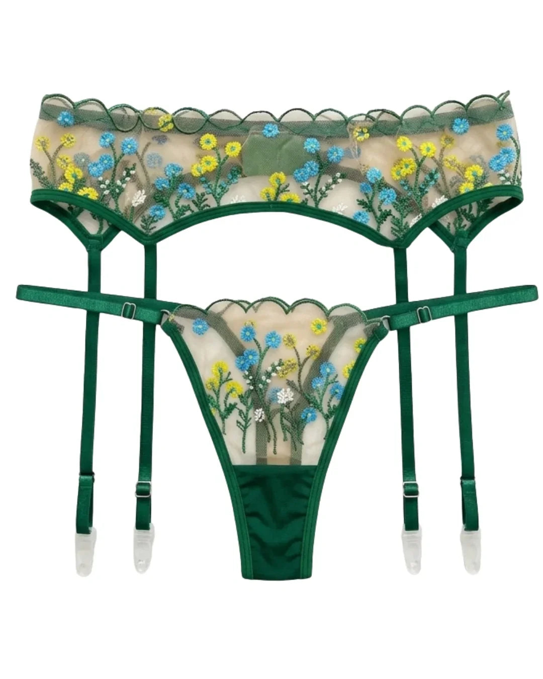 Non Padded Bra Set - Elvoria - Green