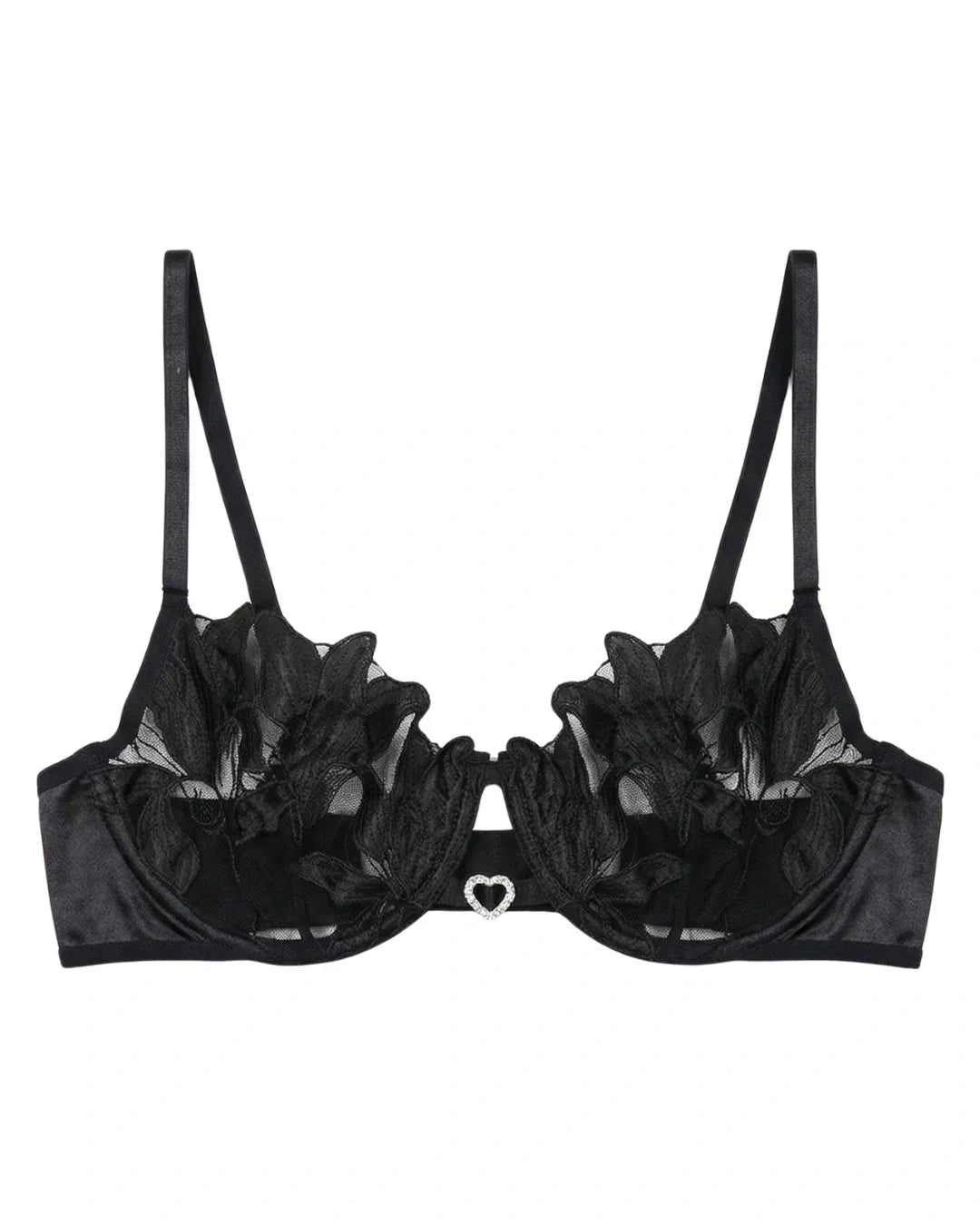 Non Padded Bra Set - Roselle Bloom - Black