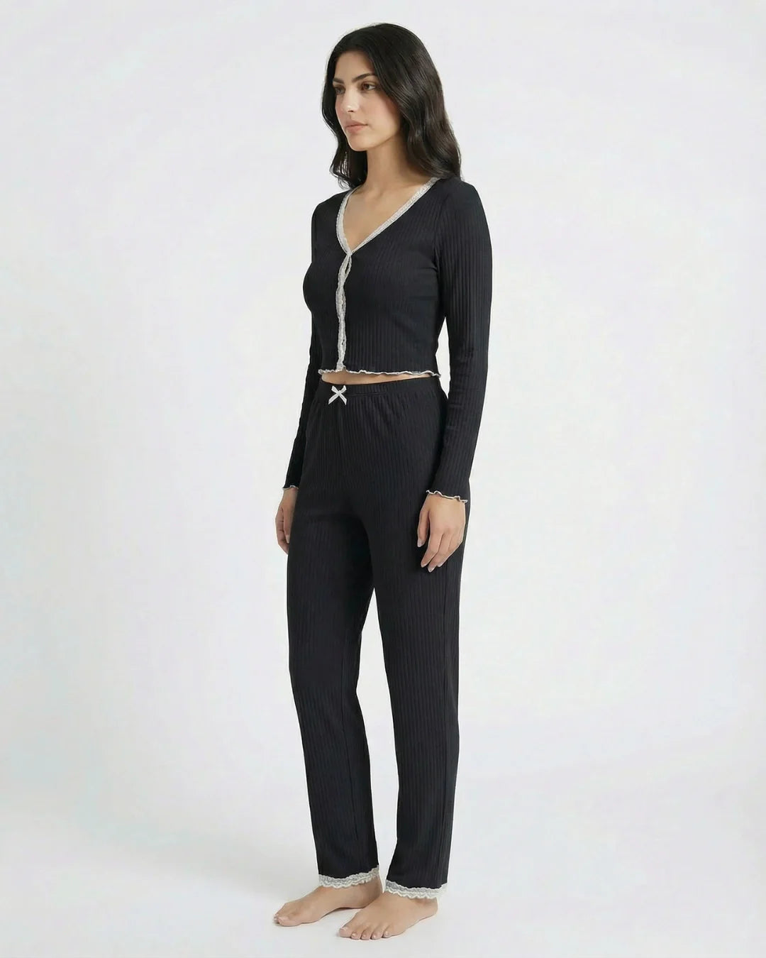 Cotton PJ Set - Mellow - Black