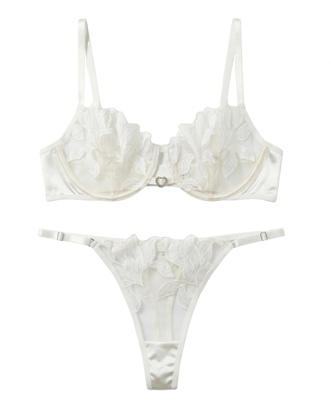 Non Padded Bra Set - Roselle Bloom - White