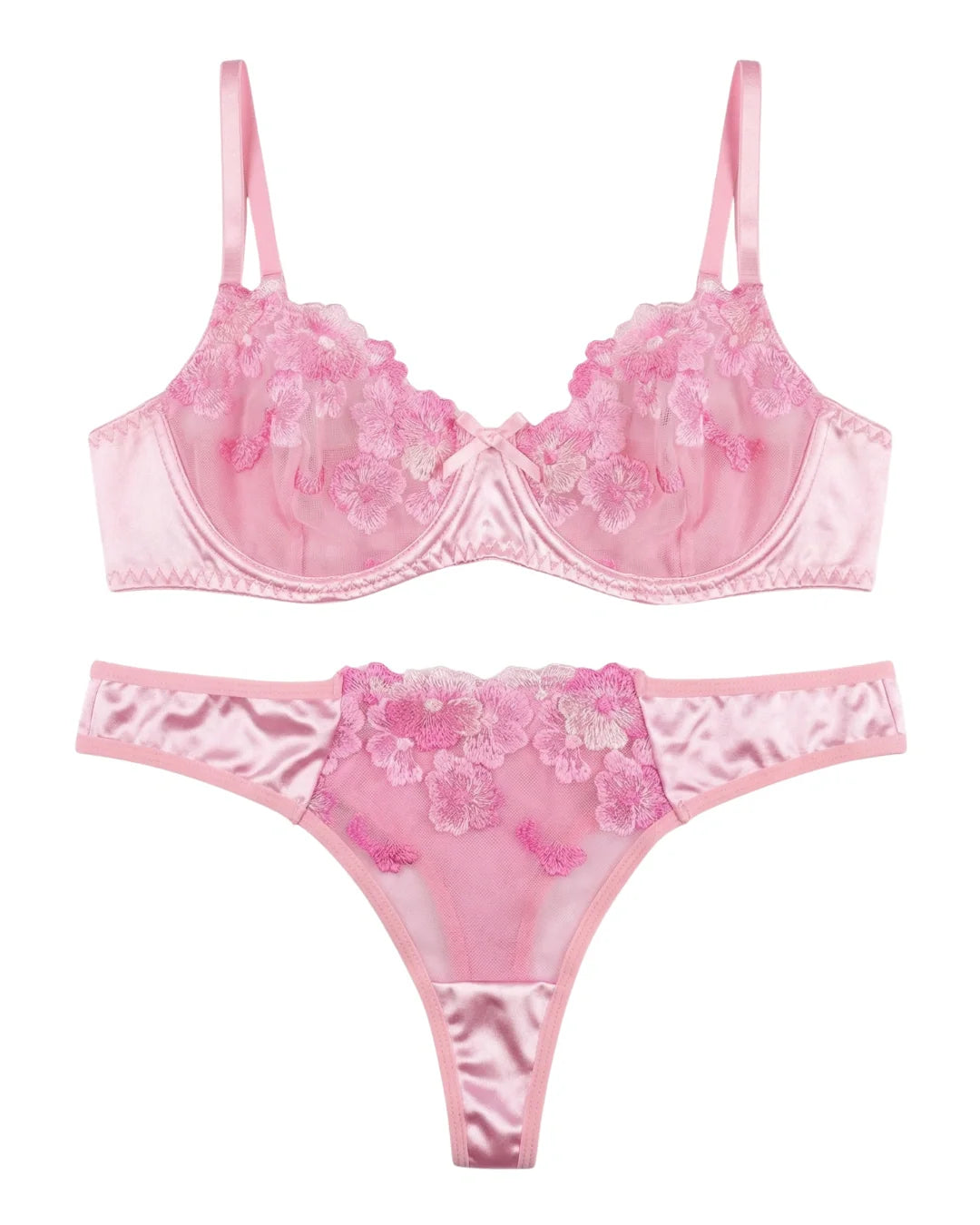 Non Padded Bra Set - Petal Charm - Pink