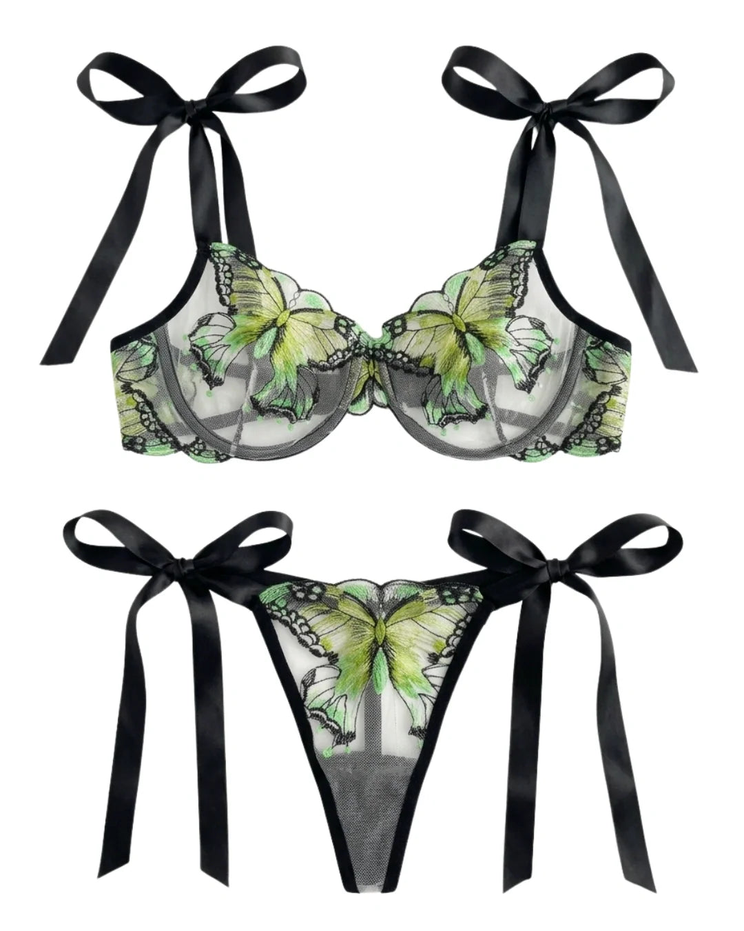 Non Padded Bra Set - Orlisse - Green
