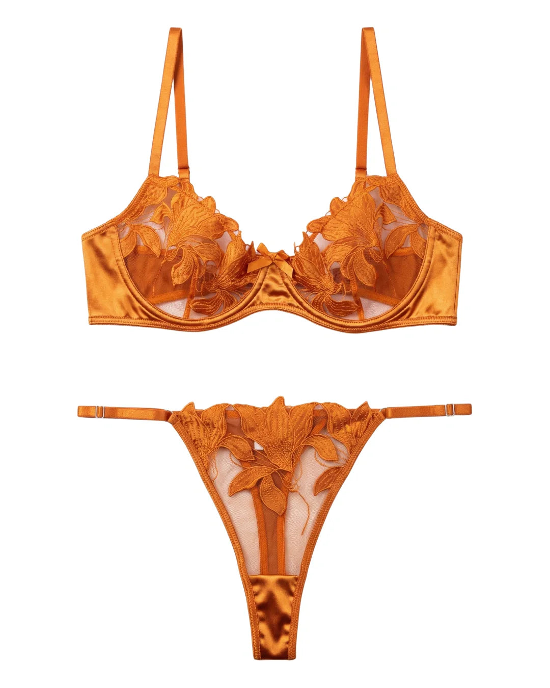 Non Padded Bra Set - Petal Luxe - Rust
