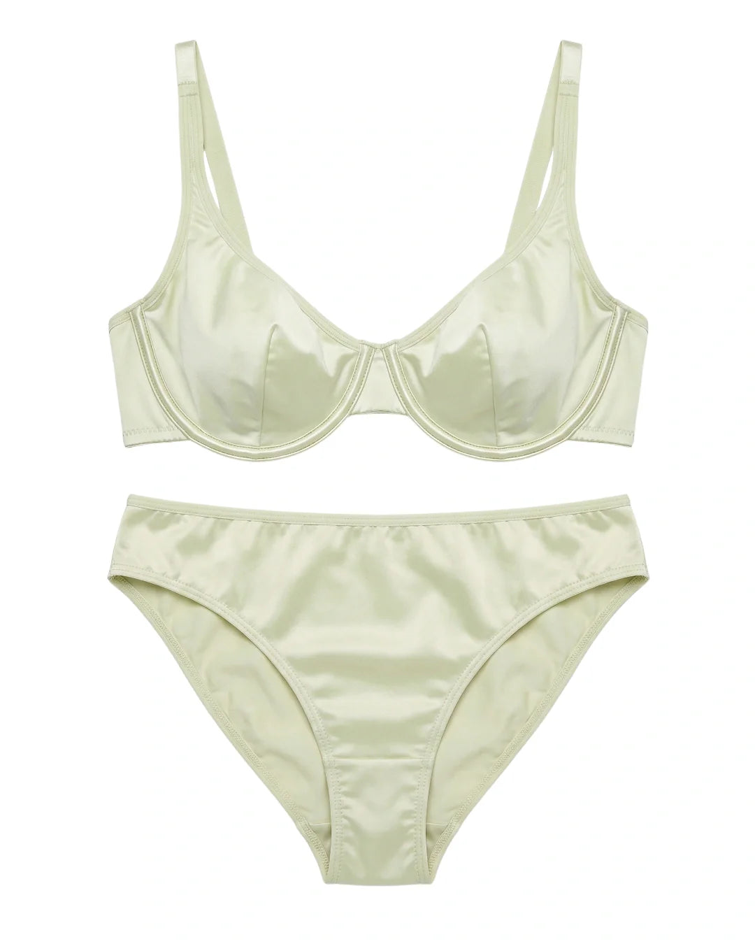 Non-Padded Bra Set -  Camille - Soft Green