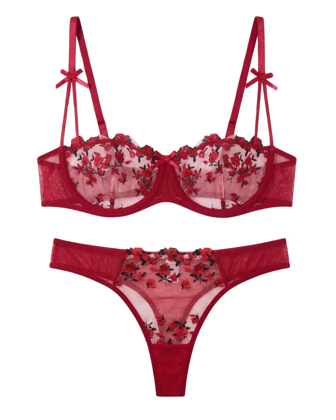 Non Padded Bra Set - Blush Veil - Maroon