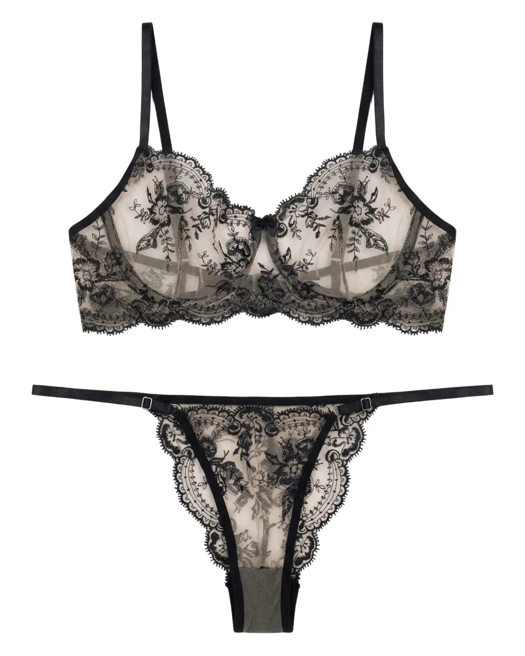Non Padded Bra Set - Florisse - Black