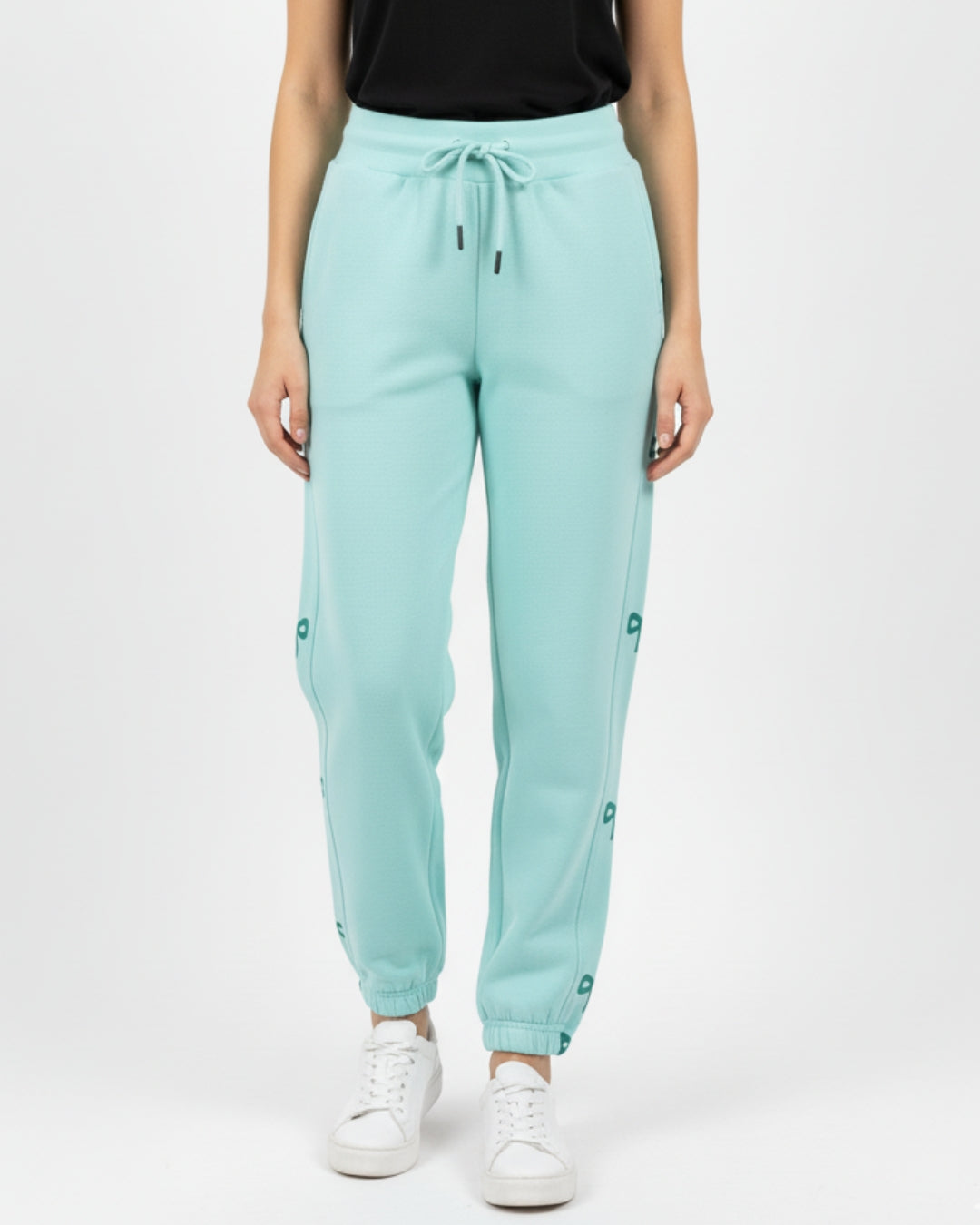 Fleece Trouser -Bow Print - Aqua Blue