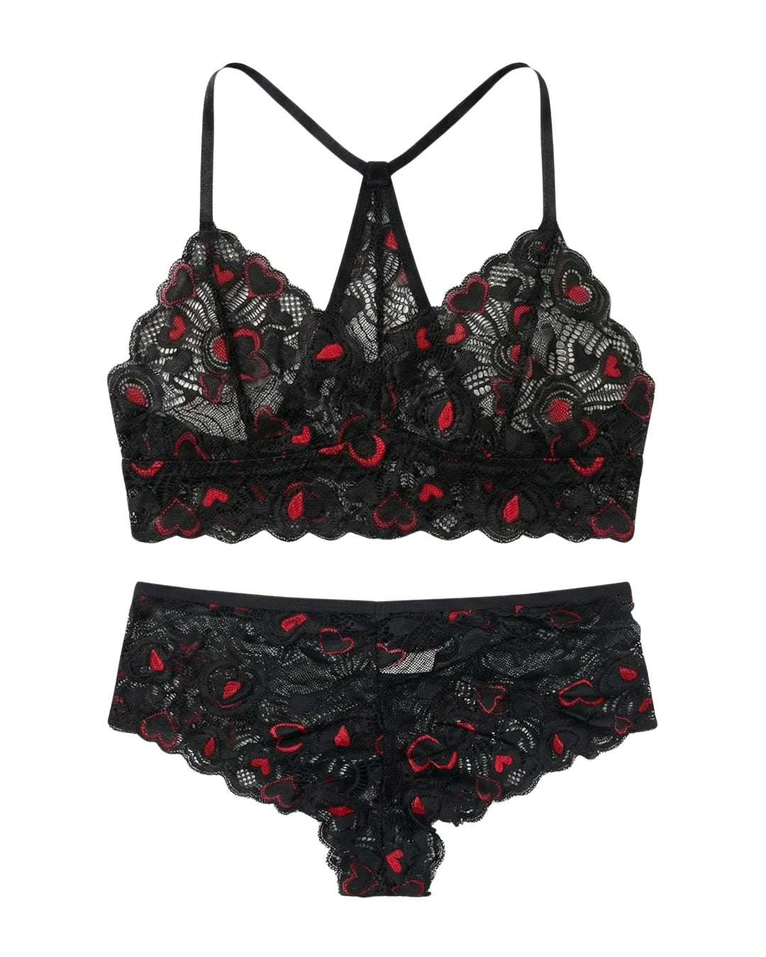 Non Padded Bra Set - Heart Lace