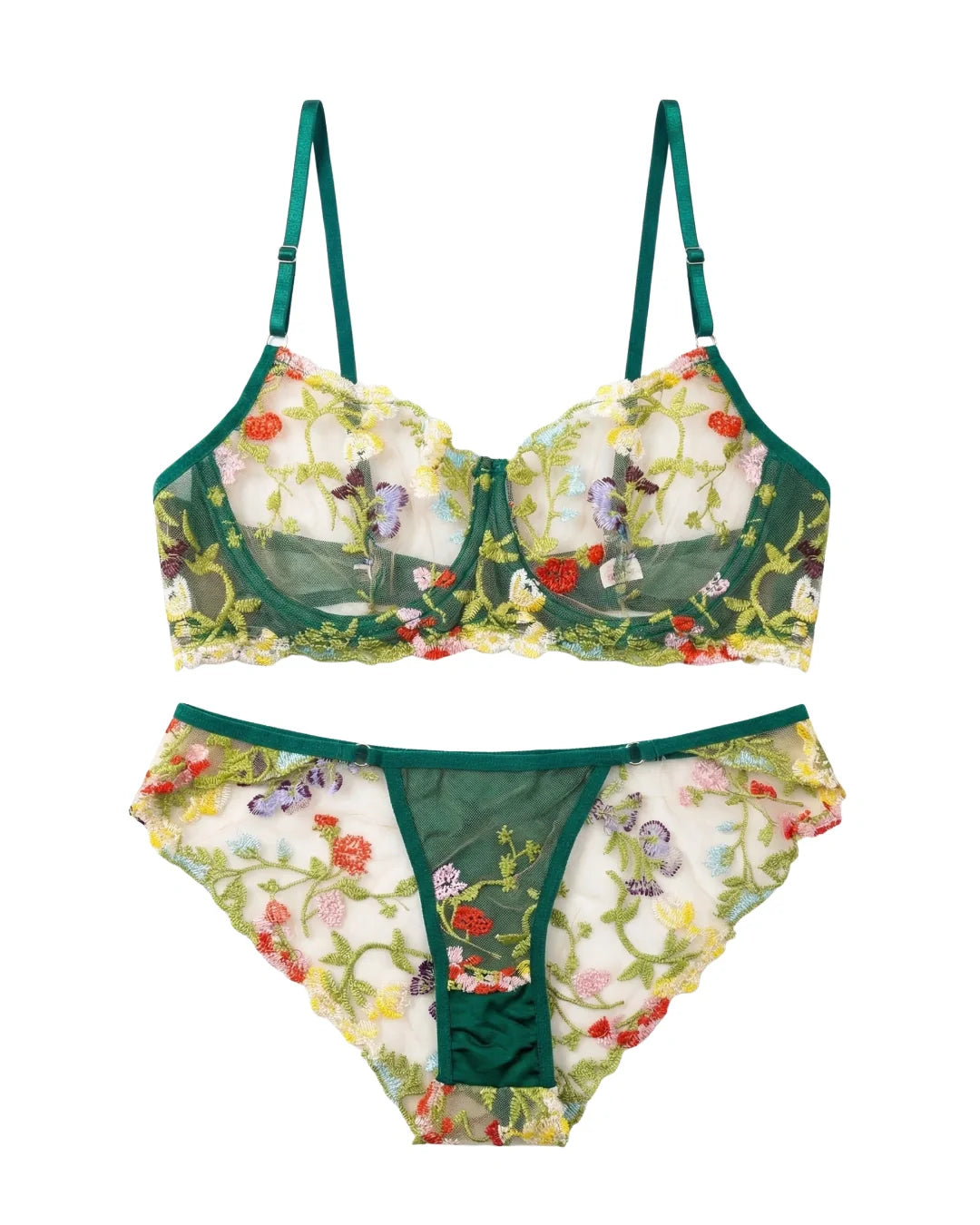 Non Padded Bra Set - Fiora - Green