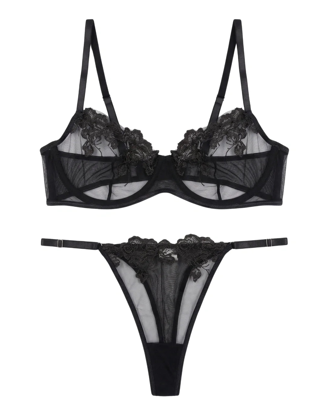Non Padded Bra Set - Noir Whisper - Black
