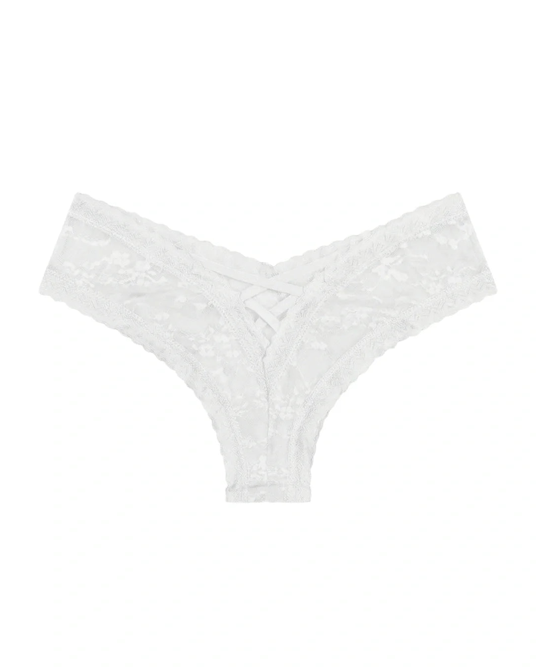 Thong Panty - Cross Lace - White