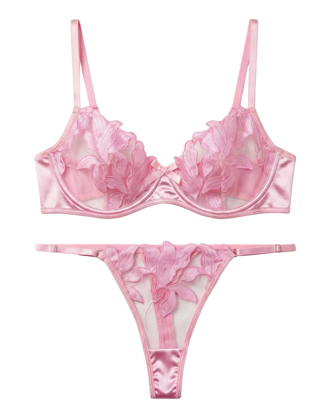 Non Padded Bra Set - Petal Luxe - Pink