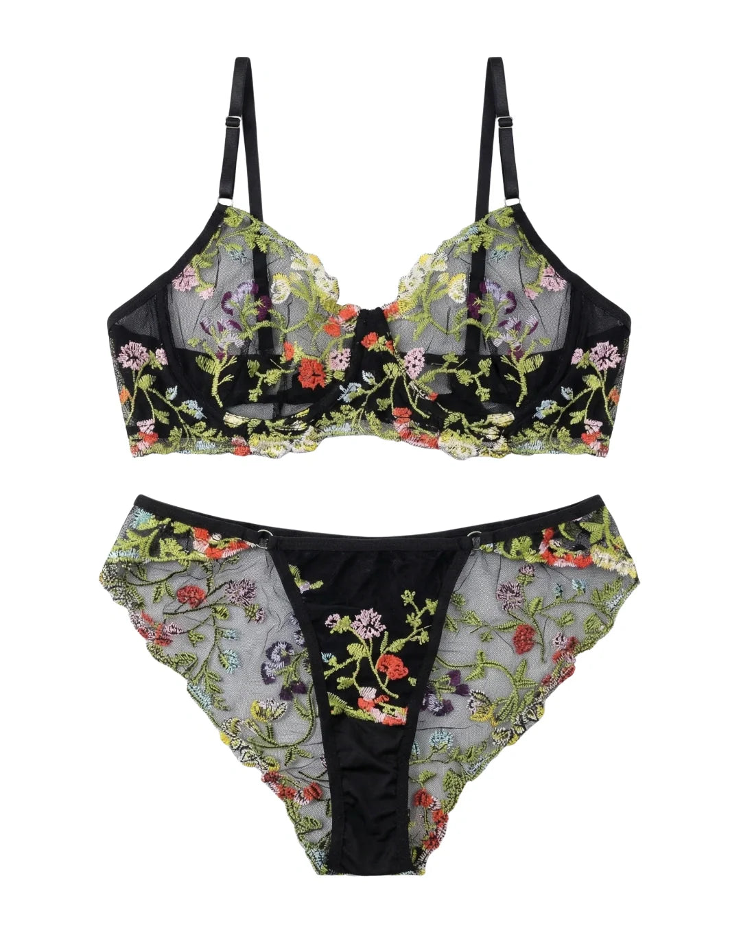 Non Padded Bra Set - Fiora - Black