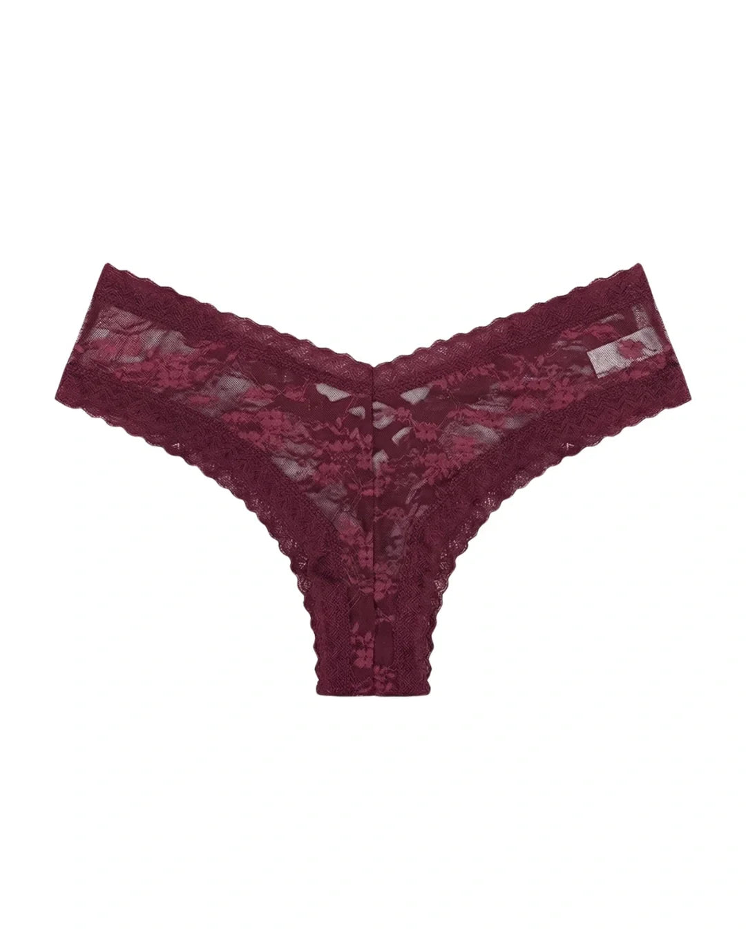 Thong Panty - Cross Lace - Maroon