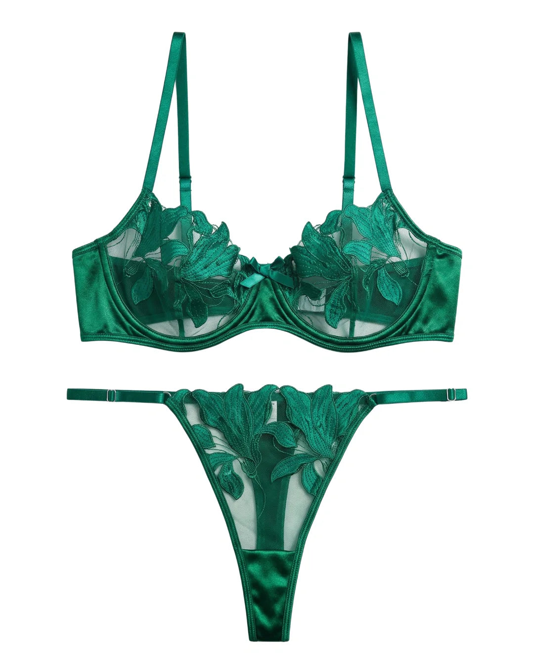 Non Padded Bra Set - Petal Luxe - Green