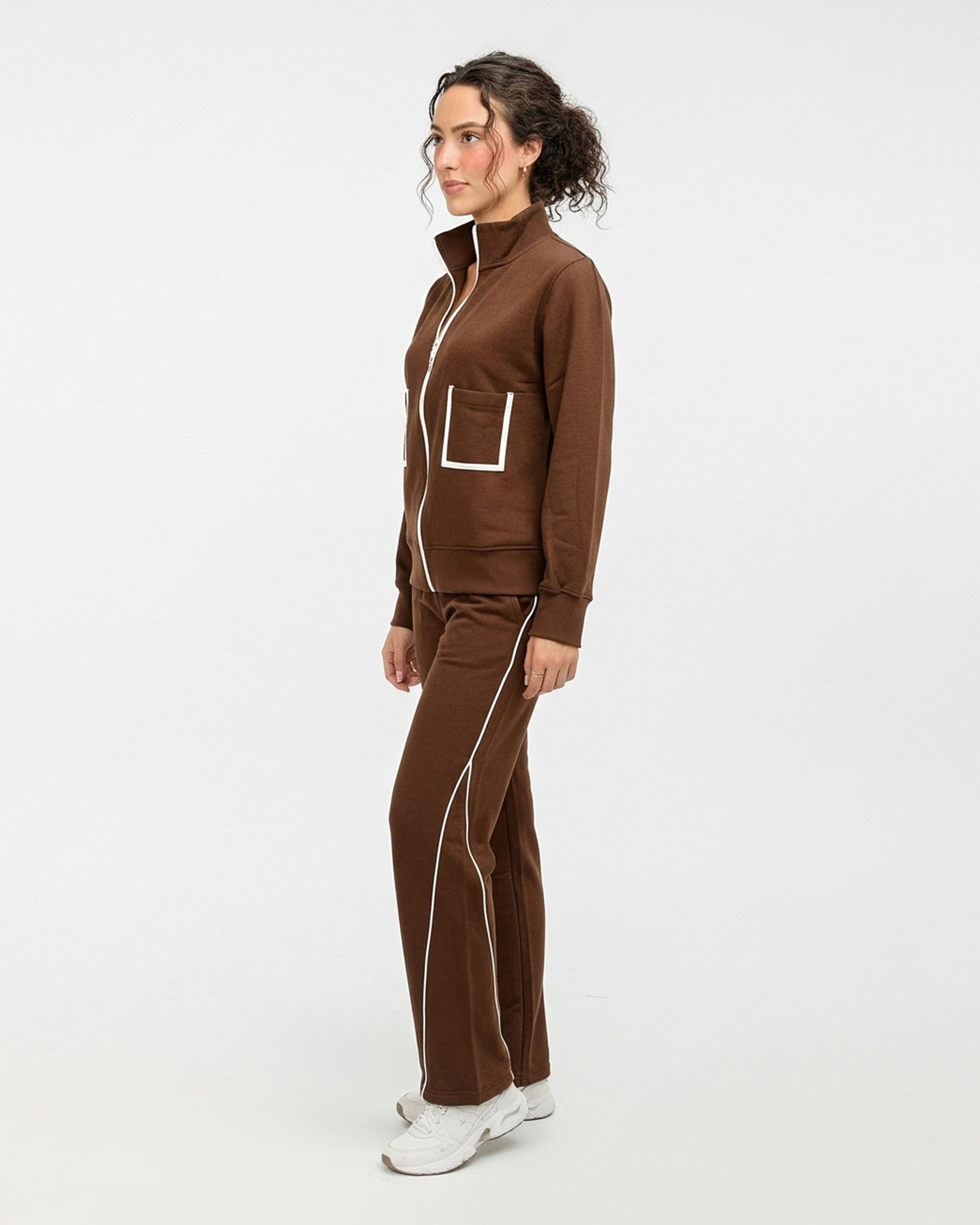 Fleece Tracksuit -Comfy Zip - Brown