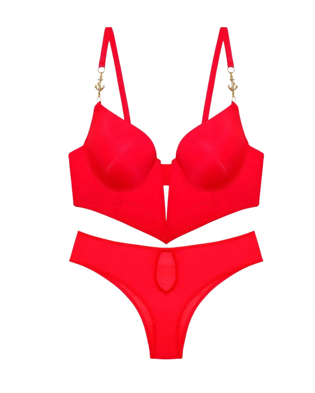 Padded Bra Set - Classic Shape - Red