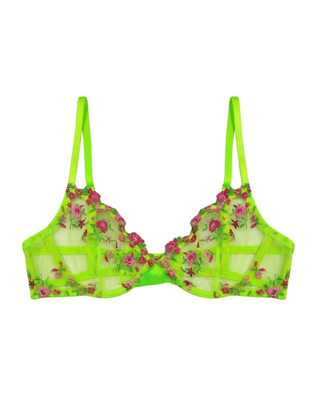 Non Padded Bra Set - Flora Zest - Parrot Green