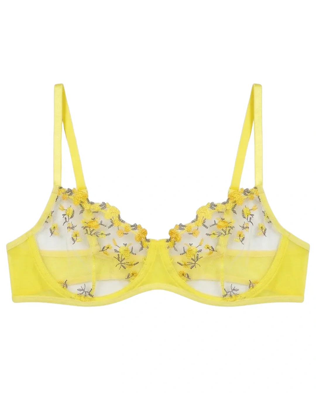 Non Padded Bra Set - Noir Rose - Yellow