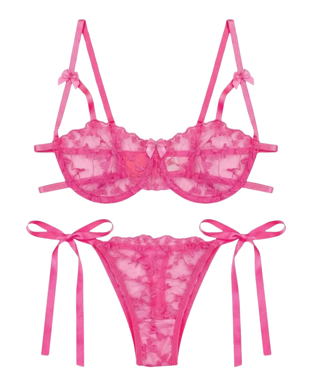 Non Padded Bra Set - Arvessa - Pink