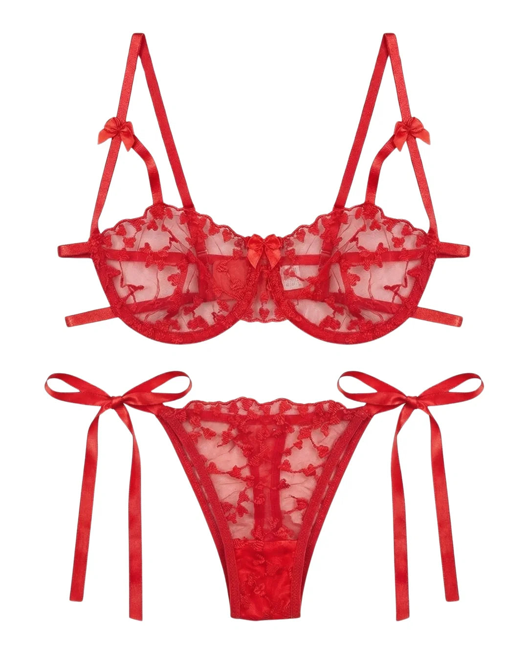 Non Padded Bra Set - Arvessa - Red