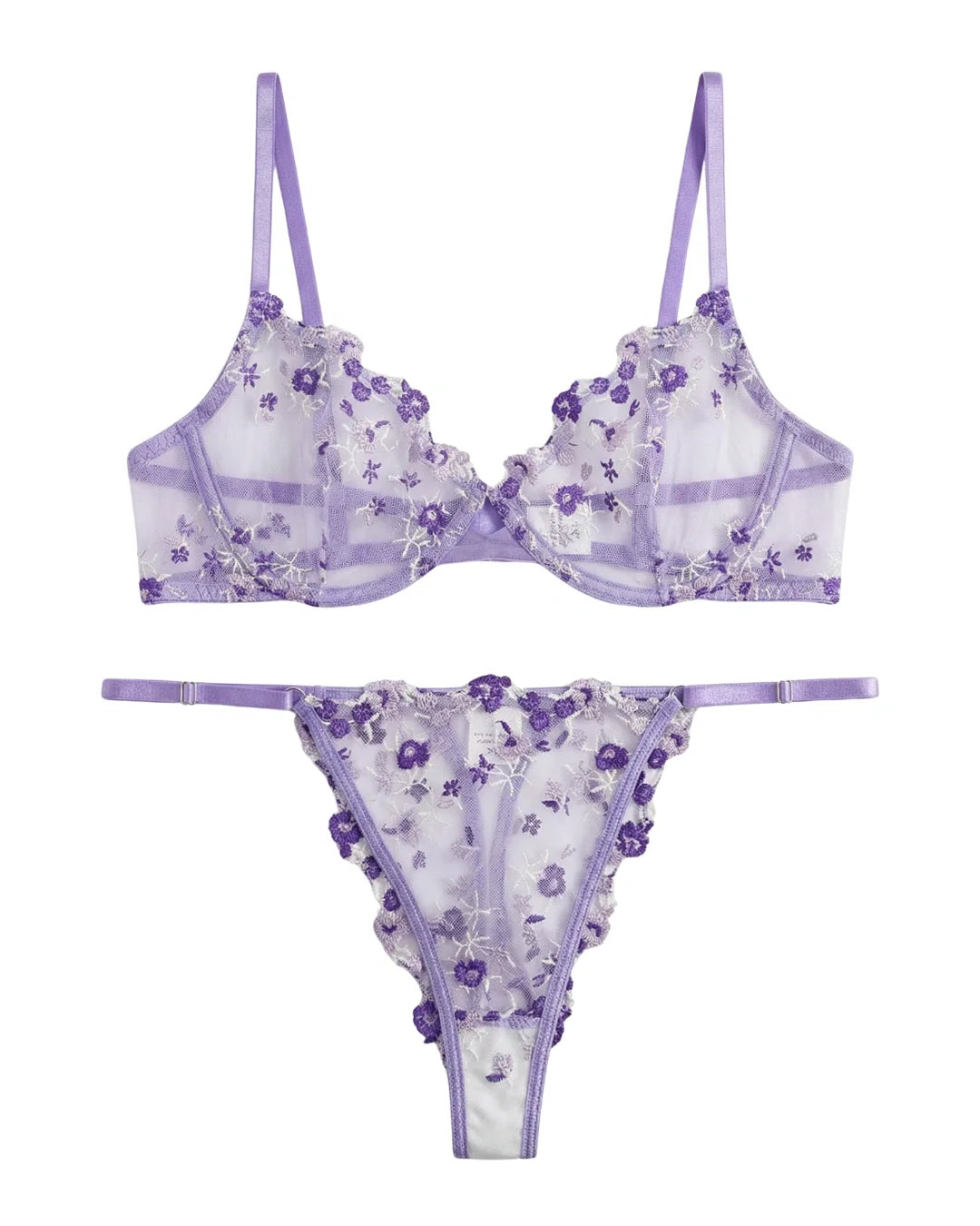 Non Padded Bra Set - Flora Zest - Purple