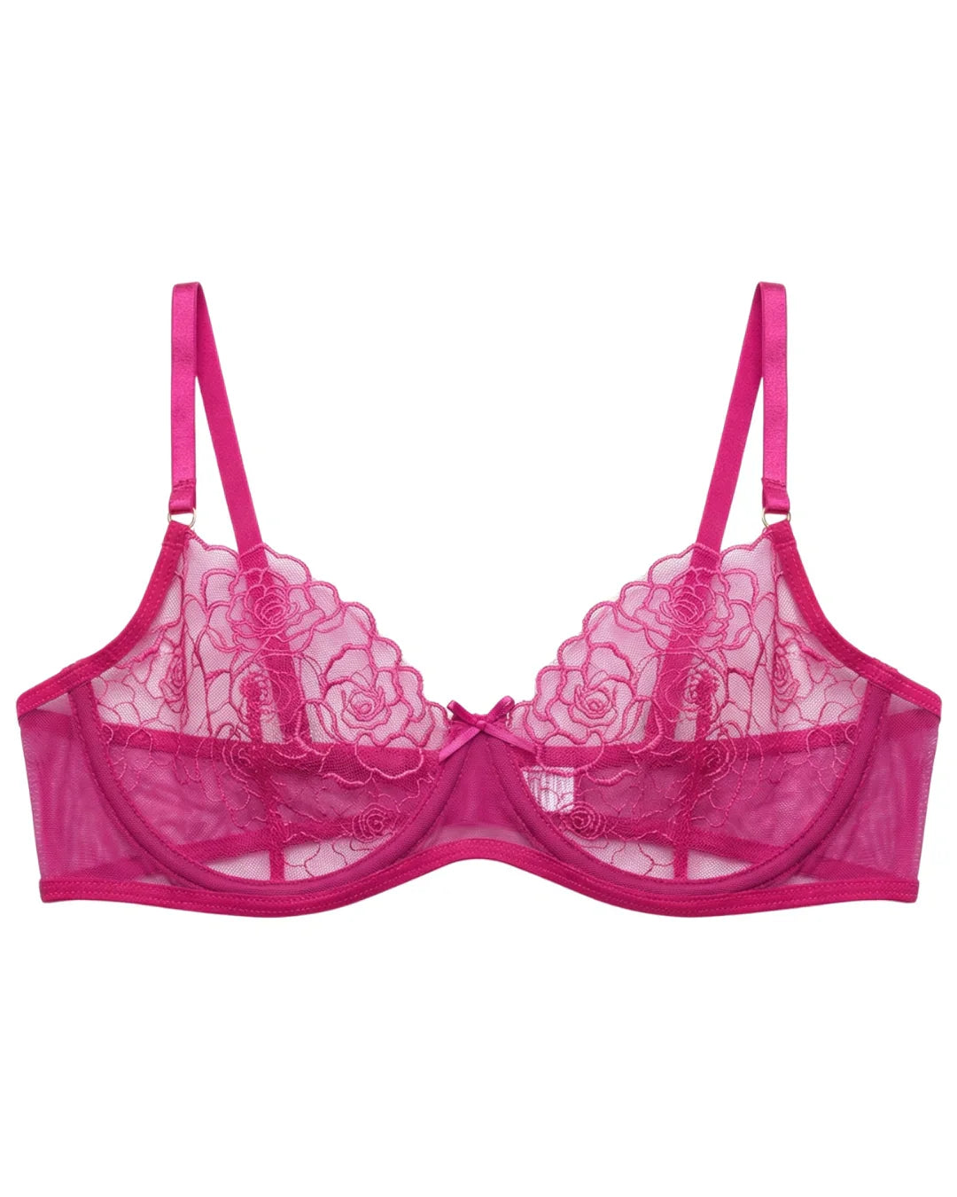Non Padded Bra Set - Ivory Bloom - Pink