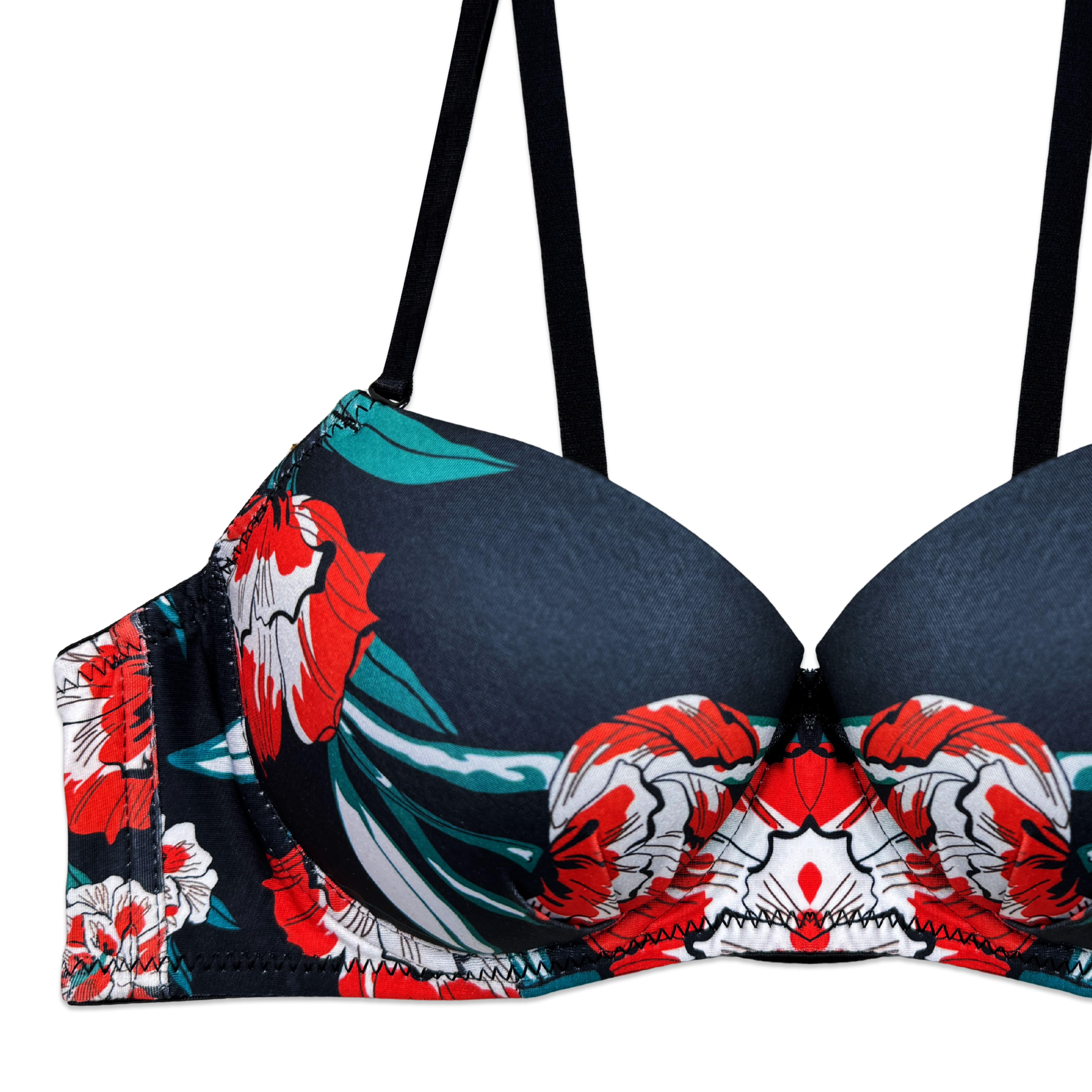 Cheek Floral Print Padded Bra and Panty Set