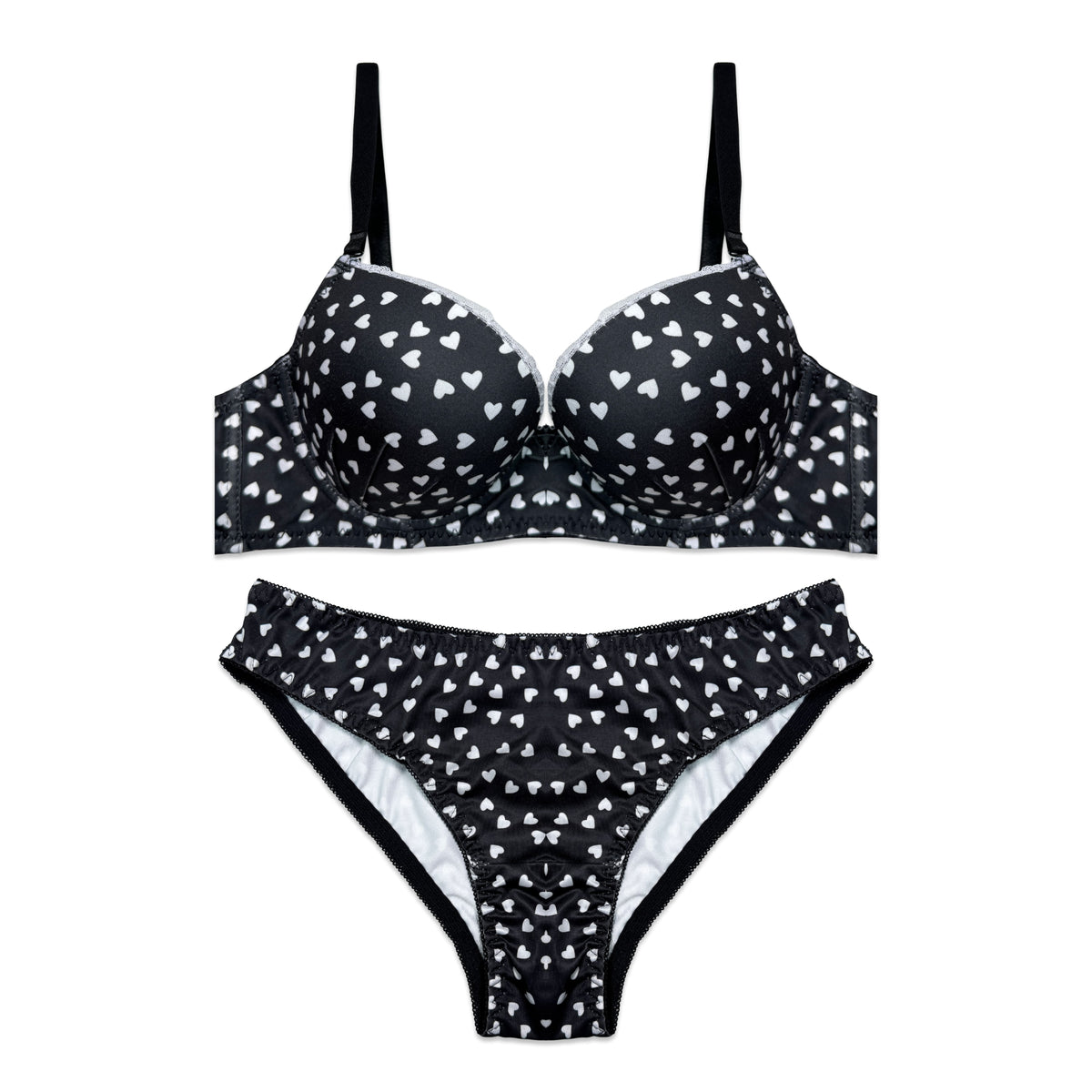 Padded Bra Set -  Noir Heart
