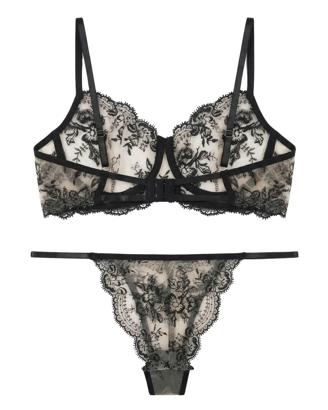 Non Padded Bra Set - Florisse - Black