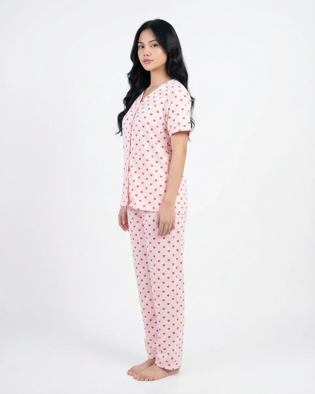 Cotton PJ Set - Heart Bliss - Pink