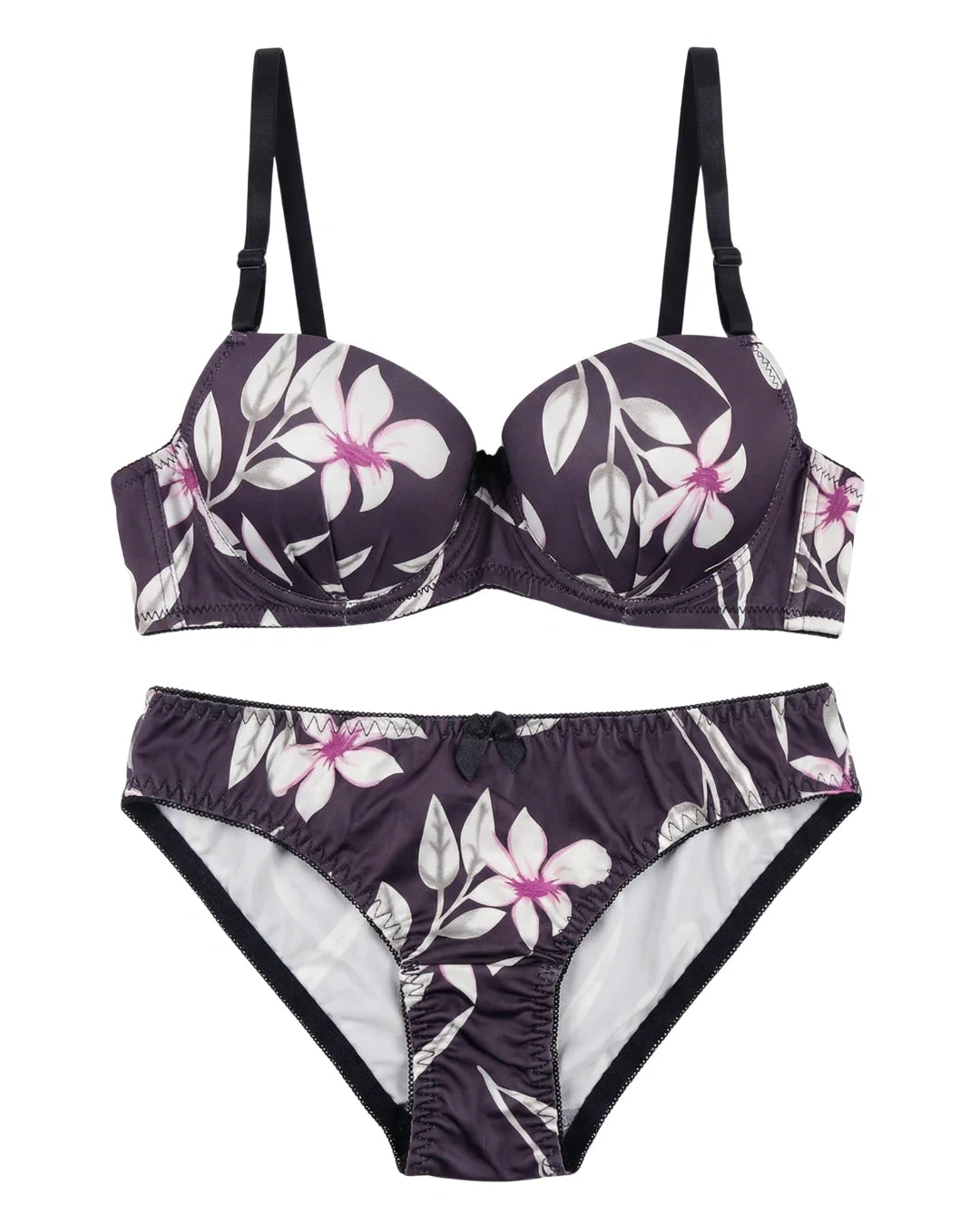 Padded Bra Set - Midnight Petal - Black