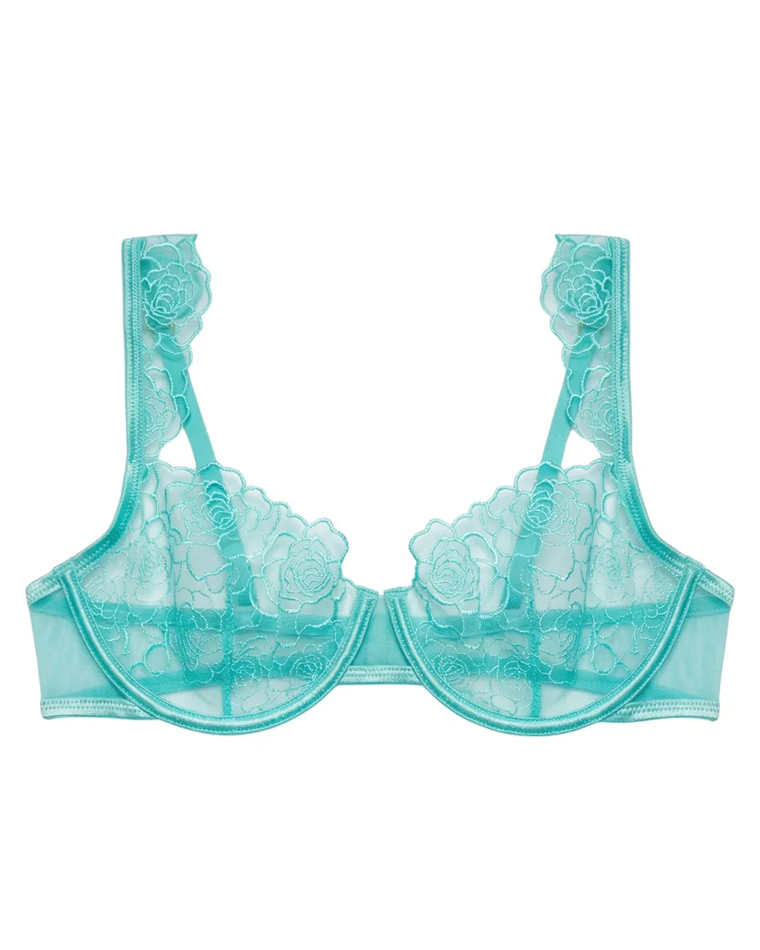 Non Padded Bra Set - Rose Veil - Aqua