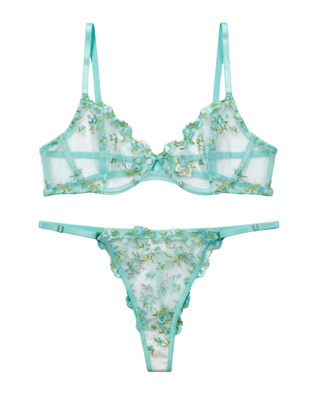 Non Padded Bra Set - Flora Zest - Soft Green