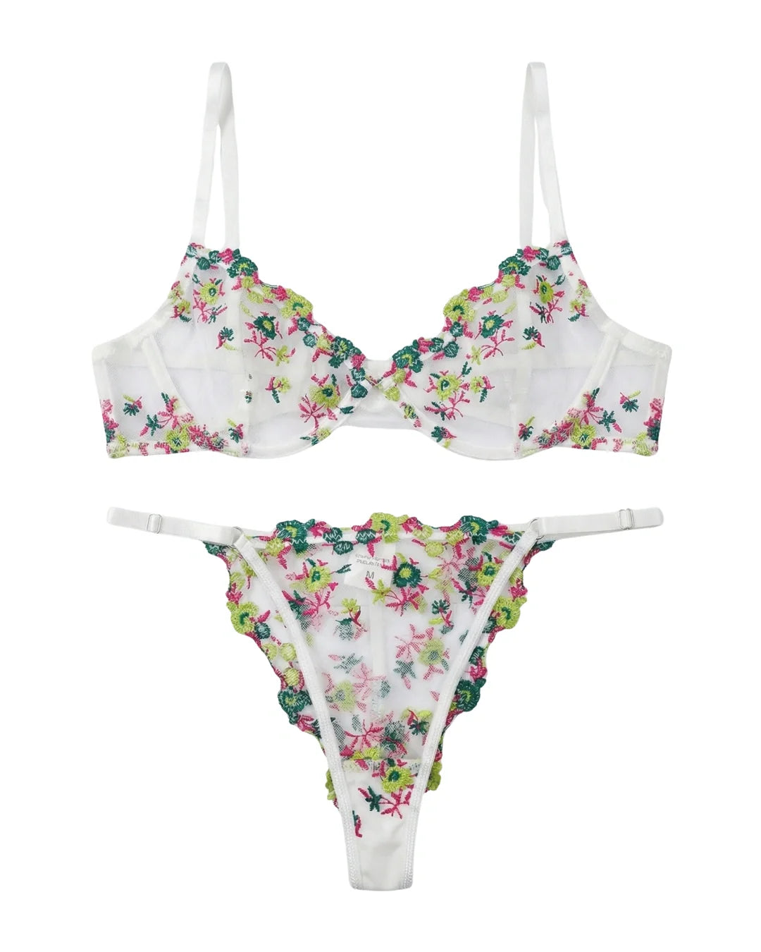 Non Padded Bra Set - Flora Zest - Green