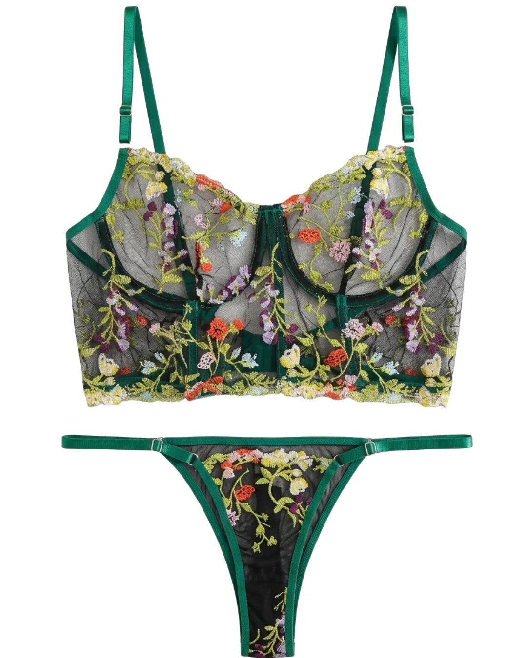 Non Padded Bra Set - Alvyn - Green
