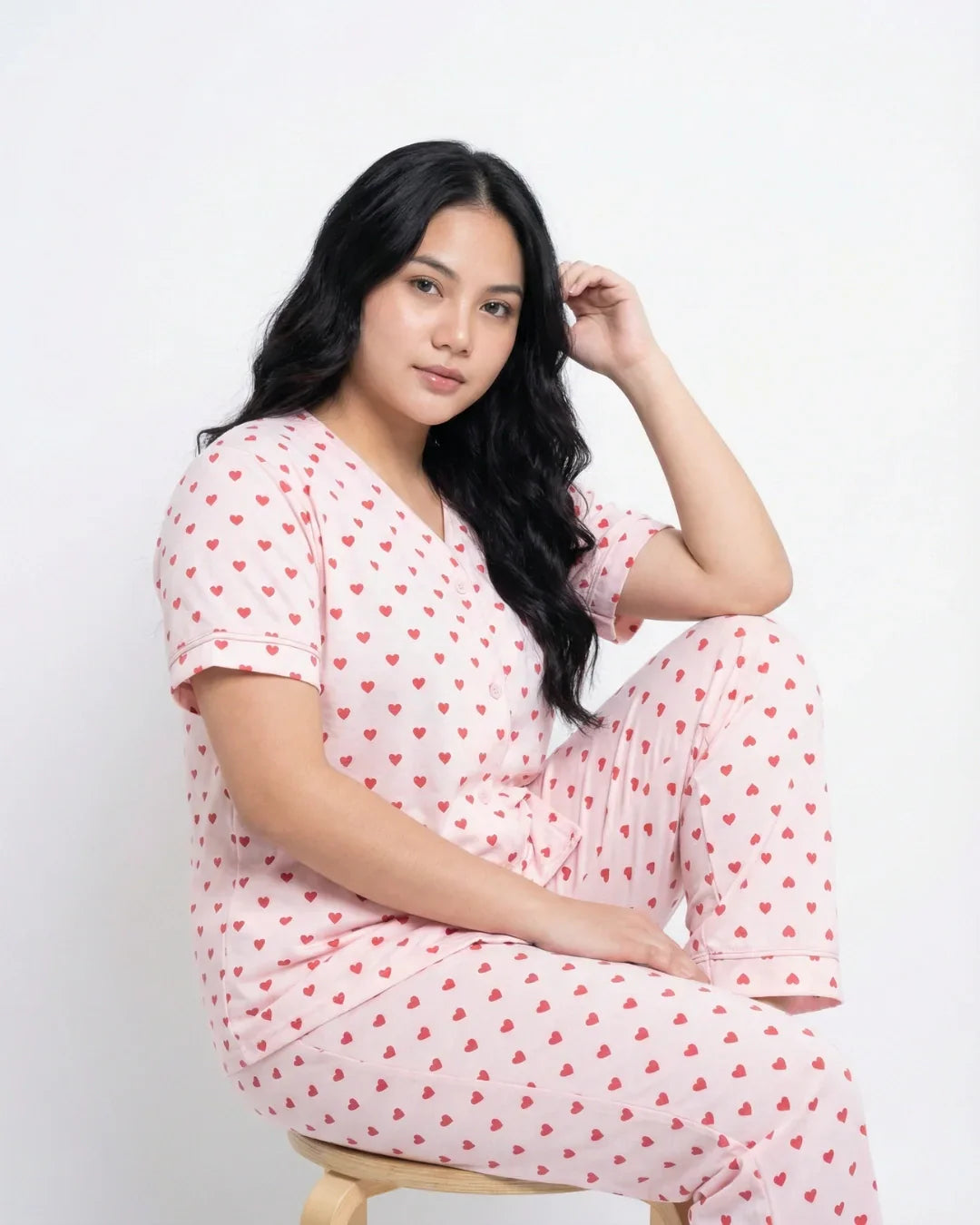 Cotton PJ Set - Heart Bliss - Pink