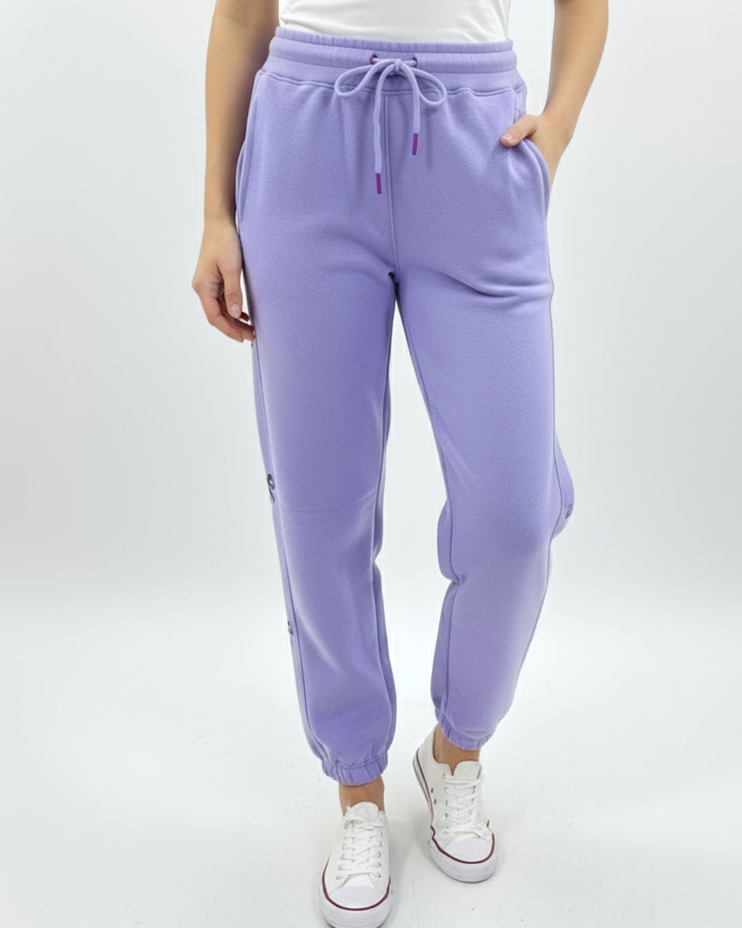 Fleece Trouser -Bow Print - Purple